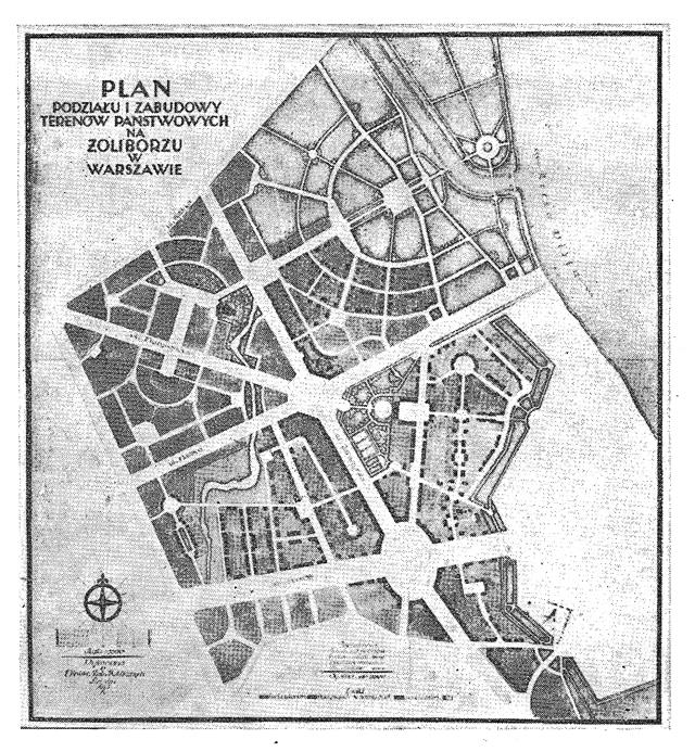 Przedwojenny plan zabudowy Żoliborza, źródło: http://www.zalesie-gorne.eu/print.php?type=N&item_id=428