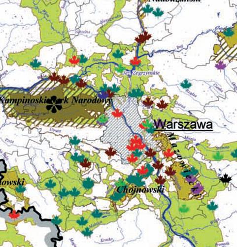 Zielony pierścień Warszawy, źródło: Plan Zagospodarowania Województwa Mazowickiego