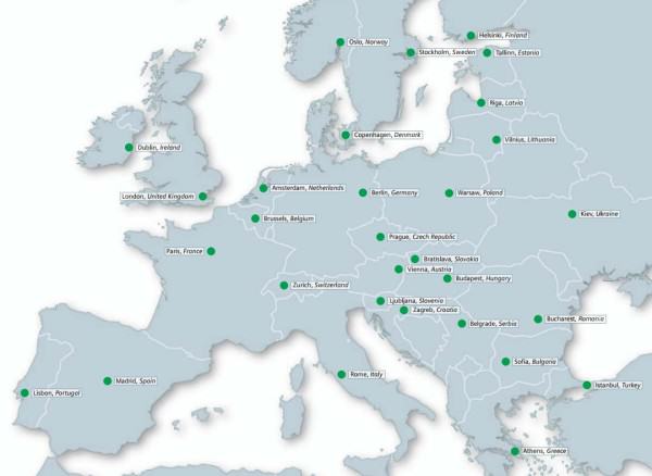 Europa, źródło: http://www.siemens.com/entry/cc/features/greencityindex_international/all/en/pdf/report_en.pdf
