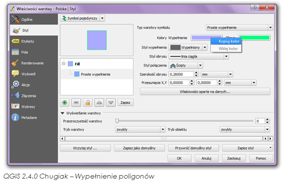 QGIS 2.4.0 Chugiak – Wypełnienie poligonów