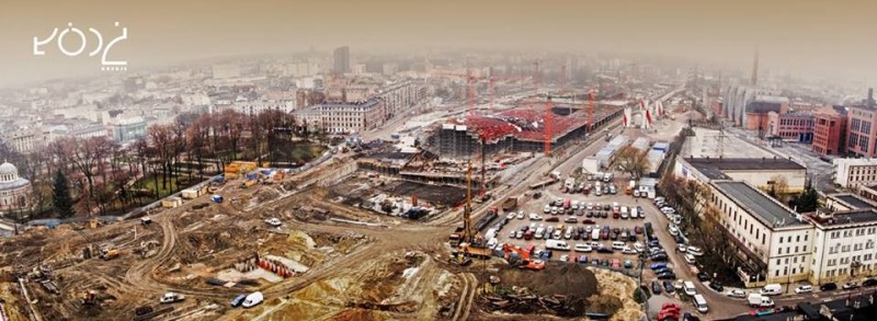 Widok na budowę dworca Łódź Fabryczna, listopad 2014 Źródło: https://www.facebook.com/lodzpl