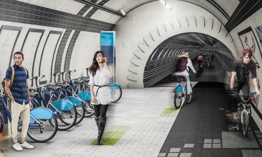 Ścieżki rowerowe w podziemnych tunelach w Londynie