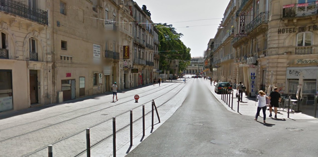 Torowisko tramwajowe w Montpellier; zdj. Google Street View