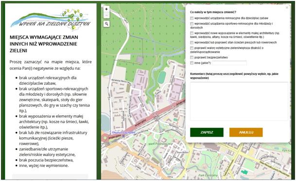 Przykładowy kwestionariusz geoankiety – karta 4 (zrzut ekranu: www.geoankietaolsztyn.pl)