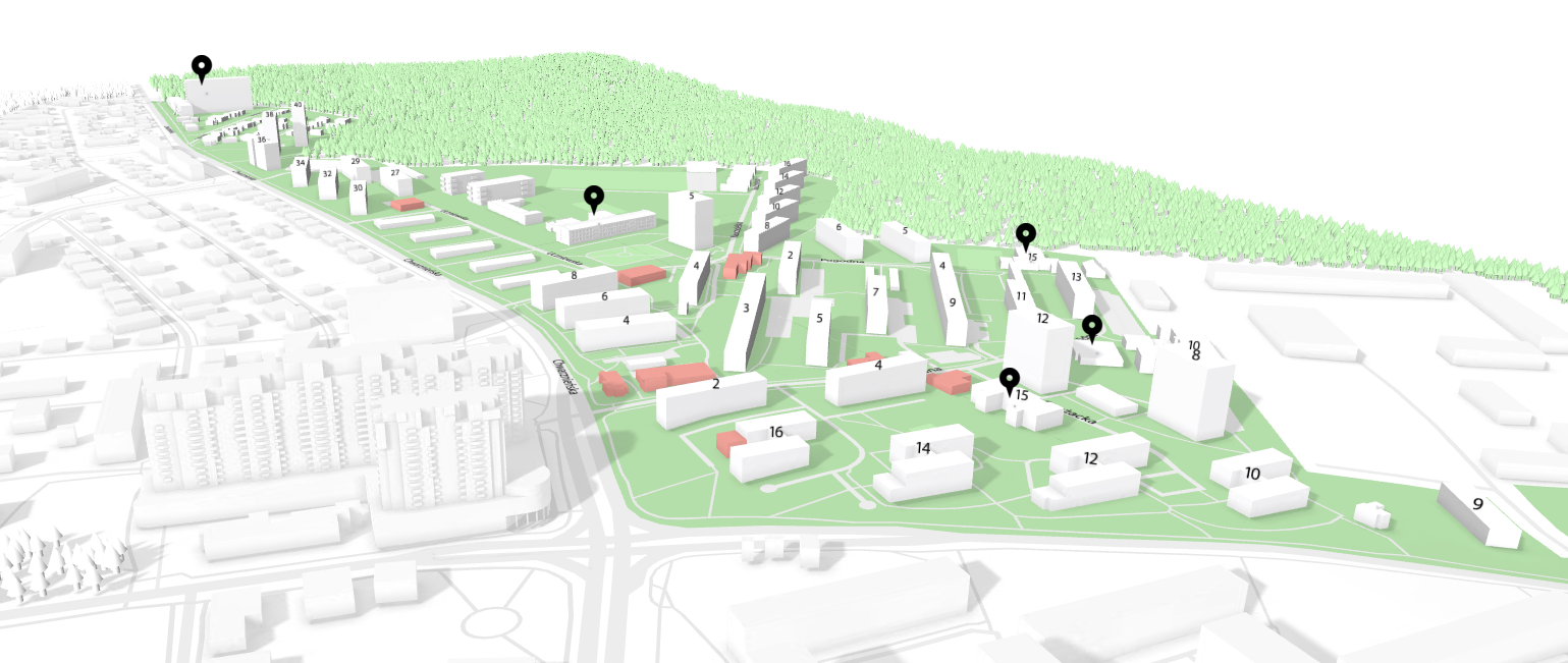 Trójwymiarowy model fragmentu dzielnicy Witomino-Radiostacja w Gdyni | autor: StructView