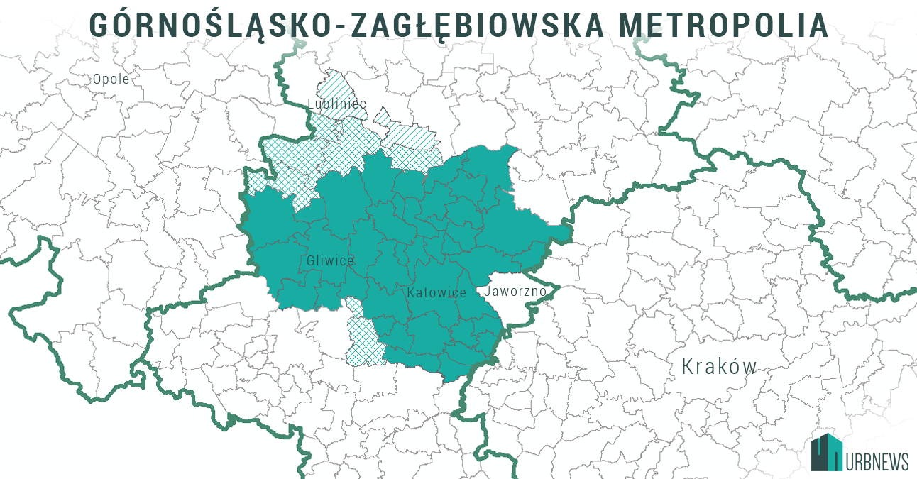 Mapa Górnośląsko-Zagłębiowska Metropolia