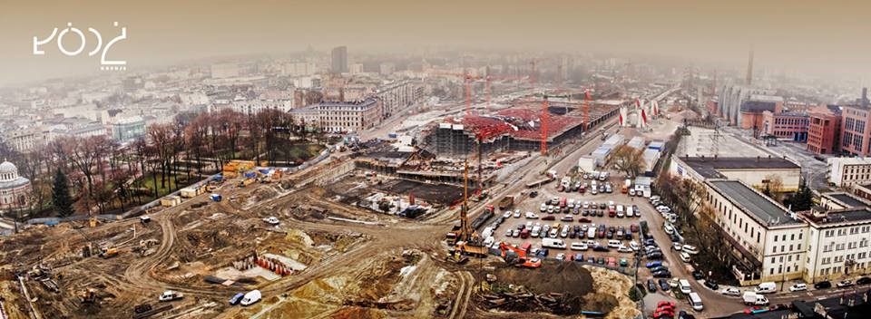 Widok na budowę dworca Łódź Fabryczna, listopad 2014 Źródło: https://www.facebook.com/lodzpl