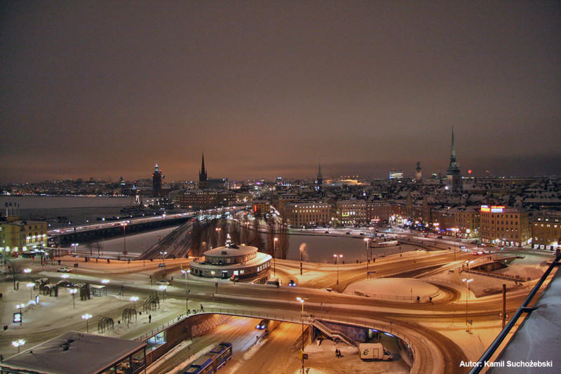 Obecny wygląd Slussen z panoramą Sztokholmu, autor: Kamil Suchożebski