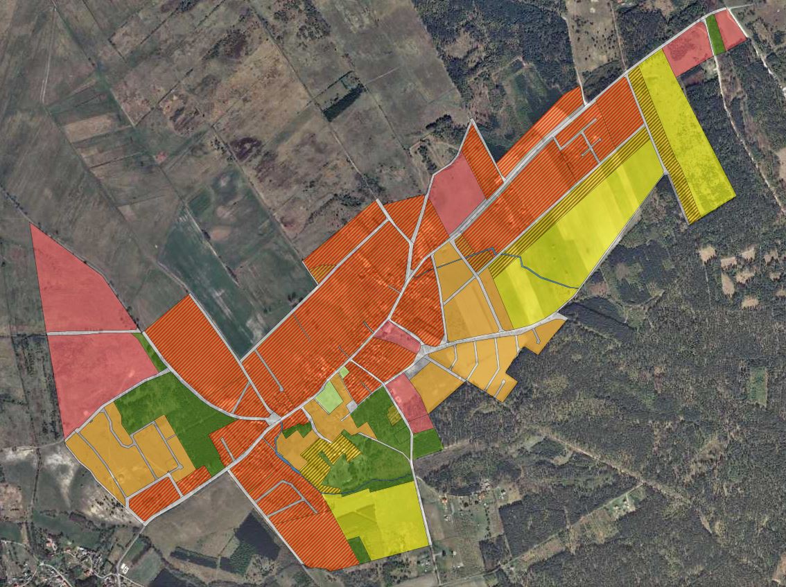 Wycinek miejscowego planu zagospodarowania przestrzennego miejscowości Szczenurze w Geoportalu